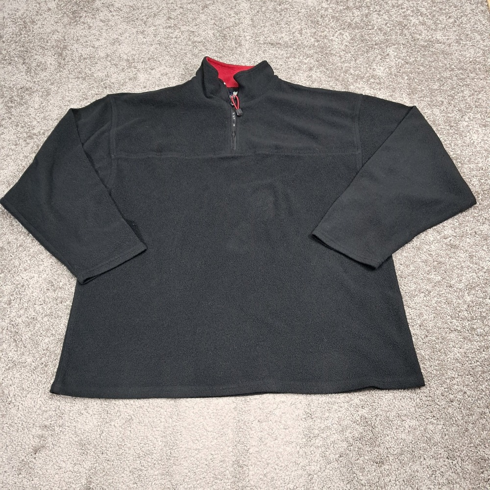 Outback Rider Mens 3X Black Quarter Zip Fleece Pullover‎ Red Collar Trim 3XL